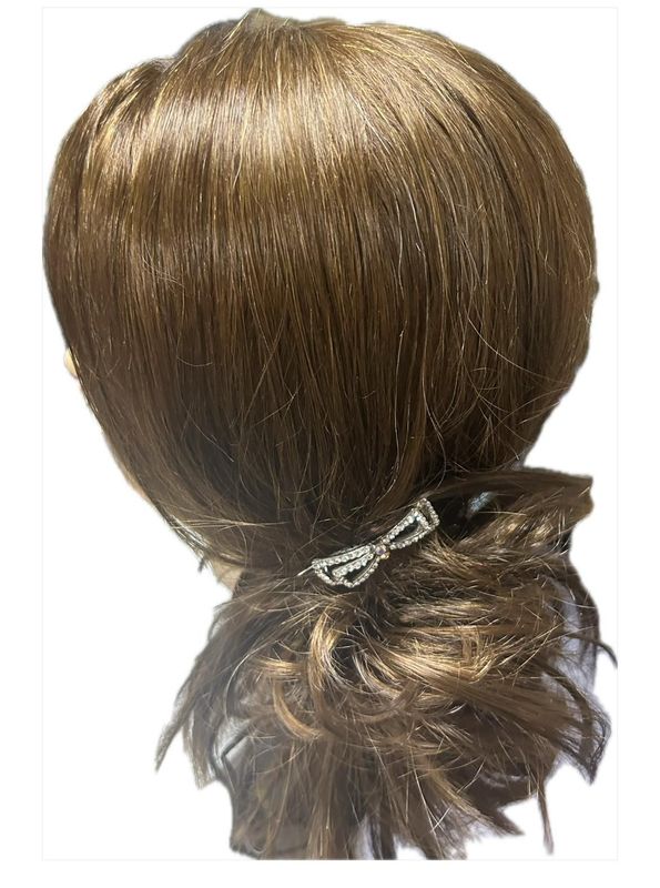 Fermaglio  con strass con doppio fiocco