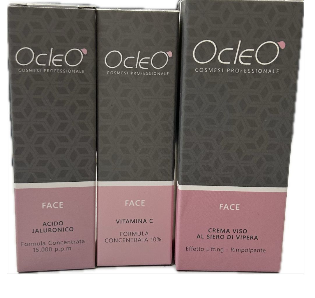 KIT VISO CREMA BAVA DI LUMACA OCLEO' 50 ML ACIDO JALURONICO 30 ML E VITAMINAC 30 ML