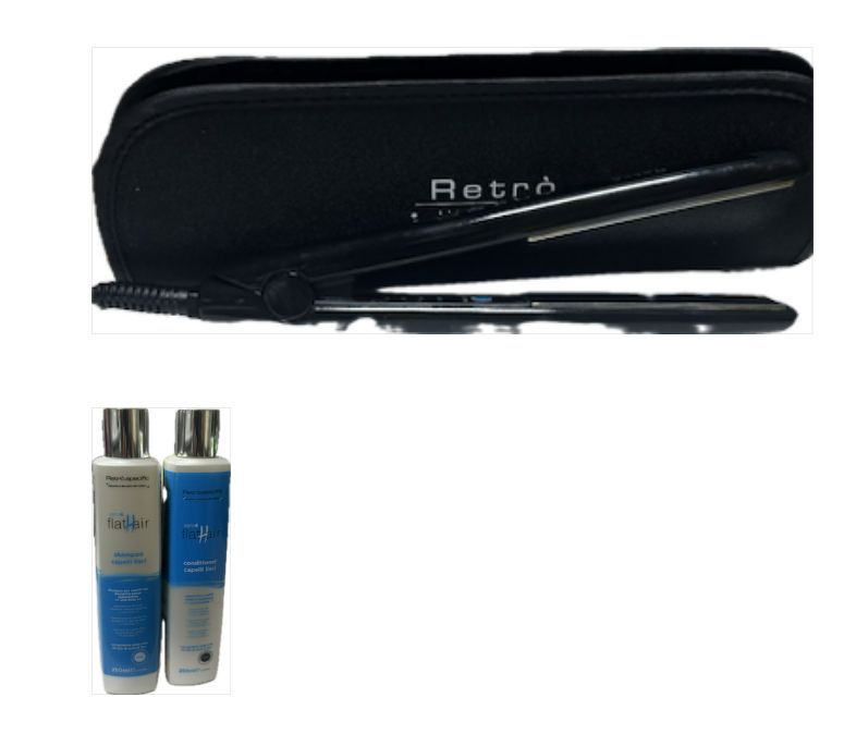PIASTRINO RETRO' NERO PIU' SHAMPOO RETRO' CAPELLI LISCI 250 ML E CONDITIONER 250 ML