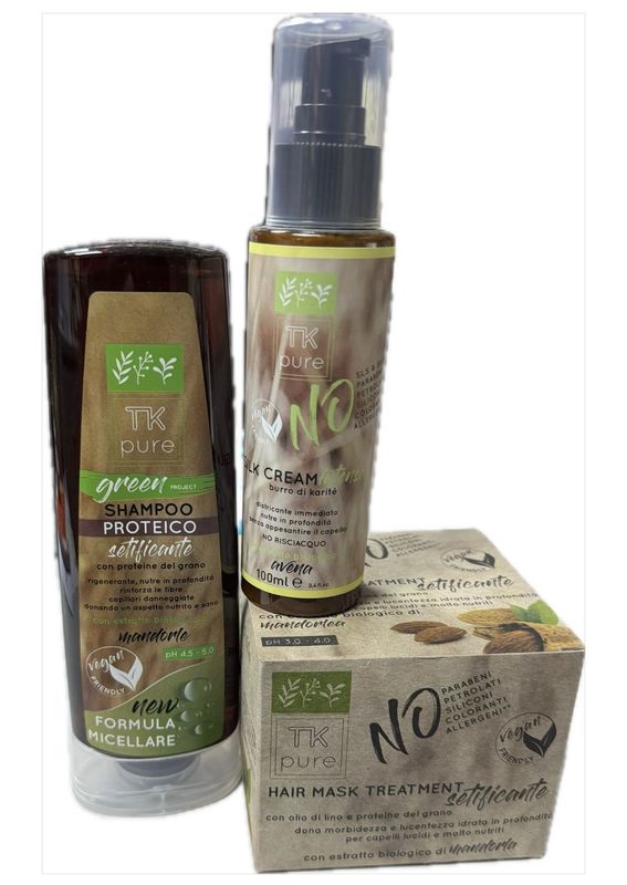 KIT TK CON SHAMPOO 200 ML SETIFICANTE MASCHERA 250 ML SETIFICANTE PIU' SILK CREAM 100 ML NO RINSE