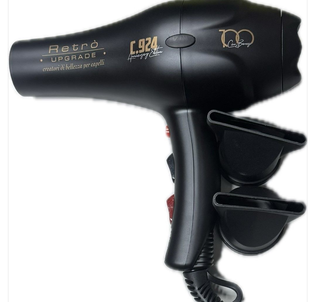 PHON RETRO' C924 100 ANNIVERSARY EDITION  BLACK 2100 WATT IN OMAGGIO FERRO BABYLISS PRO 19 MM