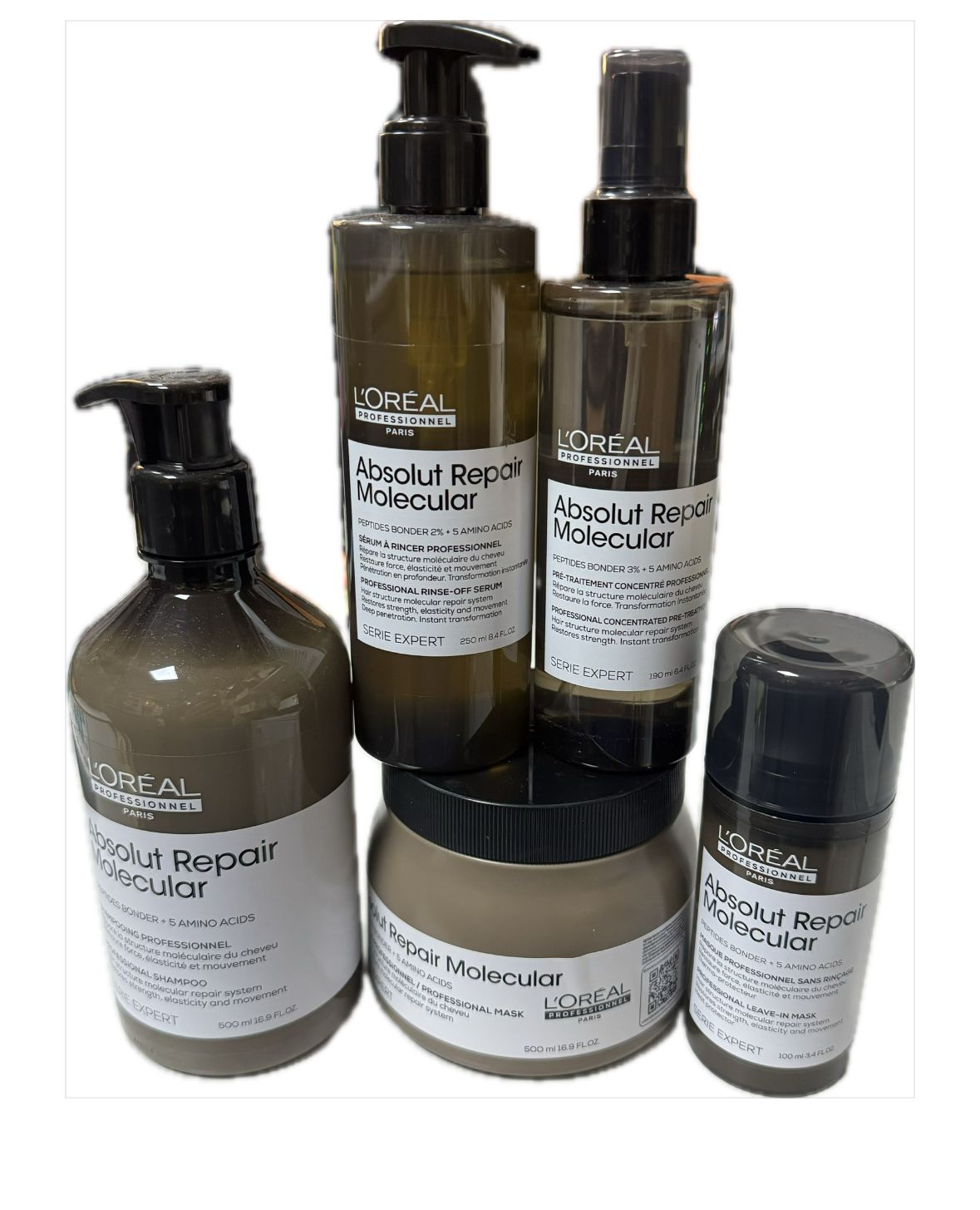 PHON UP GRADE HIPER SENSE INFRARED PIU' KIT  L'OREAL ABSOLUTE REPAIR MOLECULAR COMPLETO  SHAMPOO 500 ML  MASCHERA 500 ML PRE TRATTAMENTO  190 ML SIERO 250 ML E LEAVEIN 100 ML