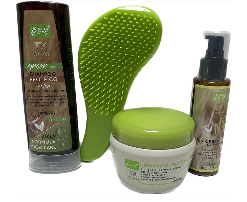 SHAMPOO PROTEICO COLOR TK PURE 200 ML CREMA 250 ML RICOSTRUTTRICE E SILK CREAM 100 ML OMAGGIO SPAZZOLA KOLORTANGLE ADATTA A TUTTI I TIPI DI CAPELLO SHAMPOO PROTEICO COLOR TK PURE 200 ML CREMA 250 ML RICOSTRUTTRICE E SILK CREAM 100 ML OMAGGIO SPAZZOLA KOLORTANGLE ADATTA A TUTTI I TIPI DI CAPELLO
