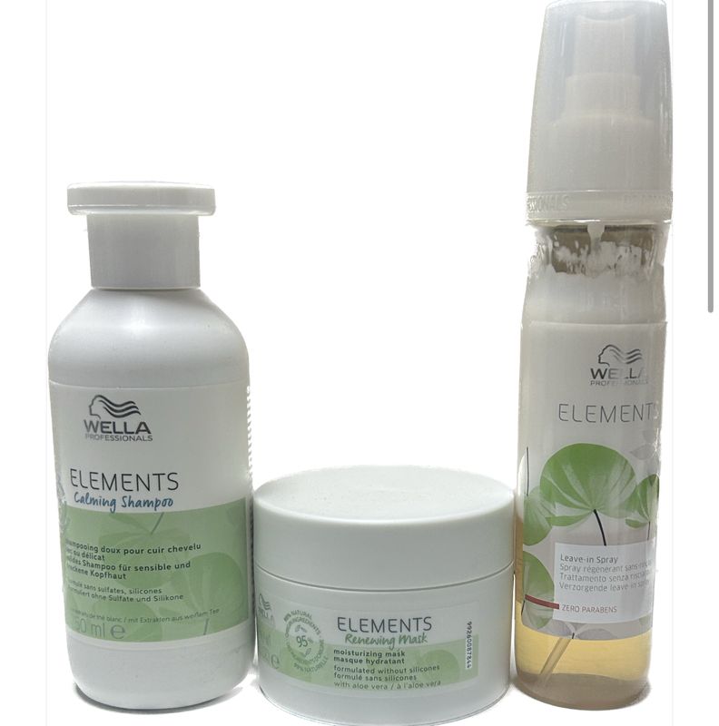 SHAMPOO WELLA ELEMENTS 250 ML MASCHERA 150 ML ELEMENTS PIU' SPRAY LEAVE-IN ELEMENTS 150 ML SHAMPOO WELLA ELEMENTS 250 ML MASCHERA 150 ML ELEMENTS PIU' SPRAY LEAVE-IN ELEMENTS 150 ML