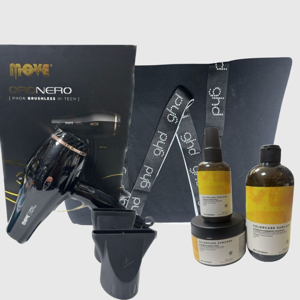 PHON MOVE ORO NERO 2200 WATT MOTORE BRUSHLESS+ KIT MARE ELGON SHAMPOO 500 ML MASCHERA 300 ML E HIDRA MILK 150 ML IN OMAGGIO BORSA GHD