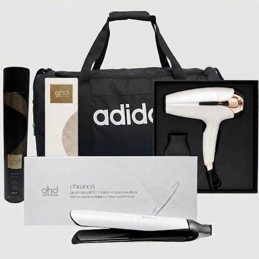 PHON GHD HELIOS BIANCO 2200 WATT + PIASTRA GHD CHRONOS BIANCA + LACCA GHD + BORSA ADIDAS PHON GHD HELIOS BIANCO 2200 WATT + PIASTRA GHD CHRONOS BIANCA + LACCA GHD + BORSA ADIDAS