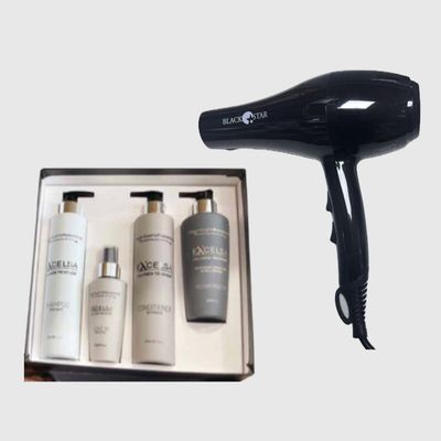 KIT RICOSTRUZIONE EXCELSA COLLAGEN TREATMENT RETRO' PROFESSIONAL IN OMAGGIO PHON BLACK STAR TURBO PIUMA 1700 WATT