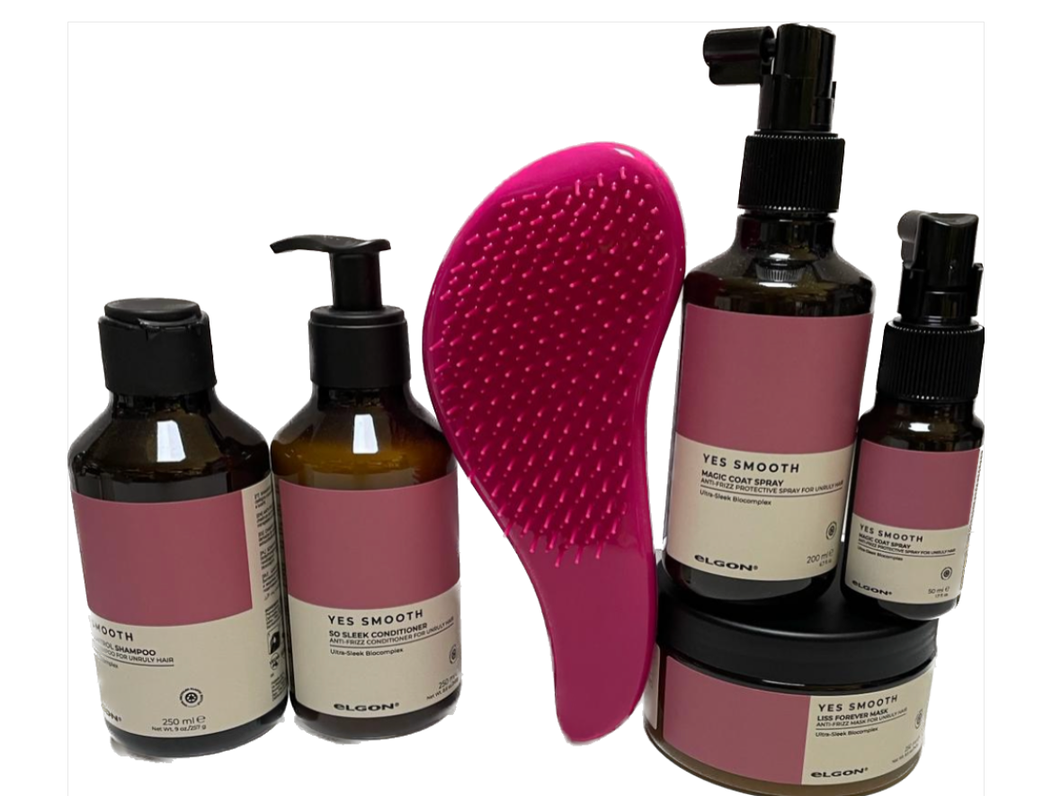 KIT COMPLETO ANTICRESPO YES SMOOTH CON SHAMPOO 250,MASK,250,CONDITIONER,200,MAGIC COAT SPRAY DA 50 E 200 ML IN OMAGGIO SPAZZOLA KOLORTANGLE PIU' PHON LMOVE AIR 9000 BLACK 2100 WATT