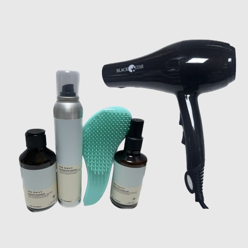 KIT YES DAILY ELGON CON DRY-SHAMPOO 200 ML,EVERYDAY SHAMPOO 250ML ,HYDRA MIST 200 ML IN OMAGGIO SPAZZOLA KOLORTANGLE ADATTA A TUTTI I TIPI DI CAPELLO PIU' PHON BLACK STAR TURBO PIUMA 1700 WATT KIT YES DAILY ELGON CON DRY-SHAMPOO 200 ML,EVERYDAY SHAMPOO 250ML ,HYDRA MIST 200 ML IN OMAGGIO SPAZZOLA KOLORTANGLE ADATTA A TUTTI I TIPI DI CAPELLO PIU' PHON BLACK STAR TURBO PIUMA 1700 WATT