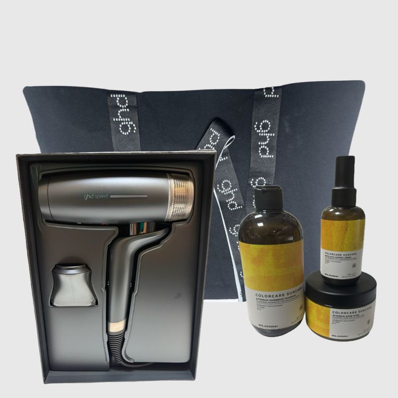 KIT MARE CON PHON GHD SPEED 2100 WATT  + SET MARE ELGON SUN SHAMPOO MASK E LEAVE-IN IN REGALO BORSA GHD