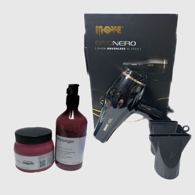 PHON MOVE ORO NERO MOTORE BRUSHLESS 2200 WATT CON  DUE BECCUCCI PIU IN OMAGGIO SHAMPOO LOREAL 500 ML PRO LONGER E MASCHERA 500 ML PRO LONGER