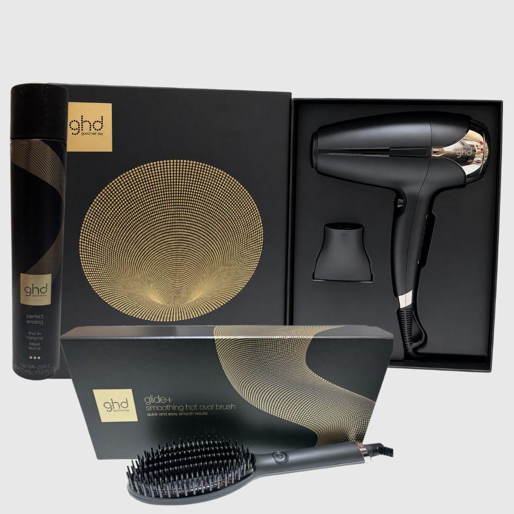 KIT GHD CON PHON GHD HELIOS 2200 WATT PIU' DIFFUSORE GHD+SPAZZOLA GHD GLIDE+ +LACCA GHD PIU' BORSA GHD