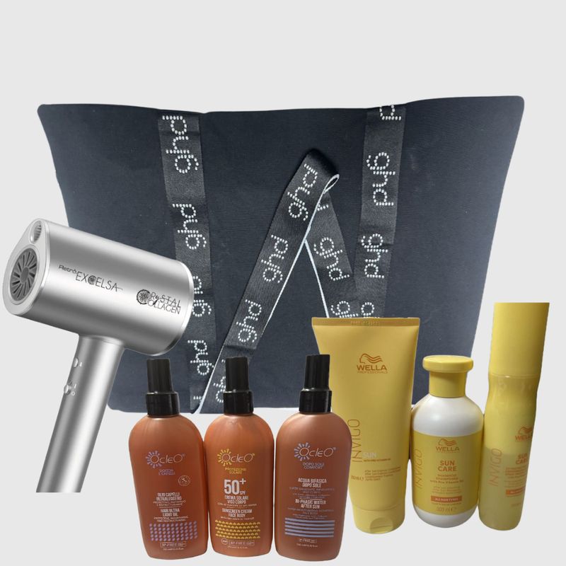 PHON RETRO' EXCELSA CRYSTAL 1800 WATT COLLAGENE + KIT MARE WELLA + GEL PREPARAT. ABBRONZ.OCLEO' 250 ML LATTE SUPER ABBR. 250 ML CREMA DOCCIA DOPO SOLE 250 ML IN OMAGGIO BORSA GHD PHON RETRO' EXCELSA CRYSTAL 1800 WATT COLLAGENE + KIT MARE WELLA + GEL PREPARAT. ABBRONZ.OCLEO' 250 ML LATTE SUPER ABBR. 250 ML CREMA DOCCIA DOPO SOLE 250 ML IN OMAGGIO BORSA GHD