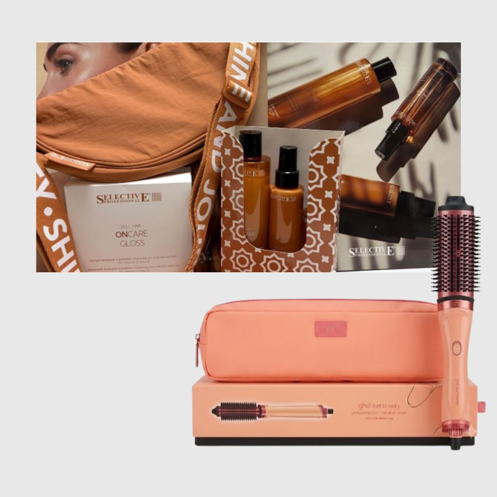 KIT MARE CON SPAZZOLA GHD DUET BLOW DRY 2 IN 1 SUN KISSED PEACH CON POCHETTE + KIT MARE SELECTIVE SHAMPOO 275 ML MASK LEAVE-IN 150 ML E SPRAY CORPO CAPELLI 100 ML + BORSELLO IN OMAGGIO KIT MARE CON SPAZZOLA GHD DUET BLOW DRY 2 IN 1 SUN KISSED PEACH CON POCHETTE + KIT MARE SELECTIVE SHAMPOO 275 ML MASK LEAVE-IN 150 ML E SPRAY CORPO CAPELLI 100 ML + BORSELLO IN OMAGGIO