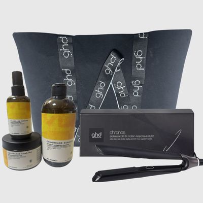 PIASTRA GHD CHRONOS NERA +KIT MARE CON SHAMPOO ELGON SUN 500 ML MASCHERA 300 ML E  WAVE LOCK IN OMAGGIO BORSA GHD