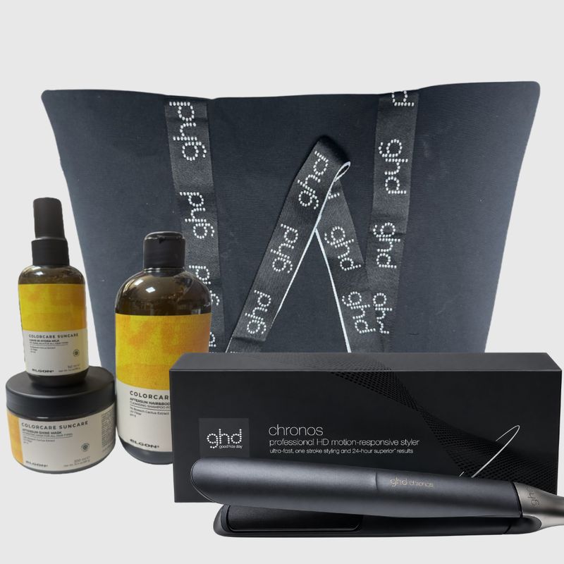 PIASTRA GHD CHRONOS NERA +KIT MARE CON SHAMPOO ELGON SUN 500 ML MASCHERA 300 ML E WAVE LOCK IN OMAGGIO BORSA GHD PIASTRA GHD CHRONOS NERA +KIT MARE CON SHAMPOO ELGON SUN 500 ML MASCHERA 300 ML E WAVE LOCK IN OMAGGIO BORSA GHD