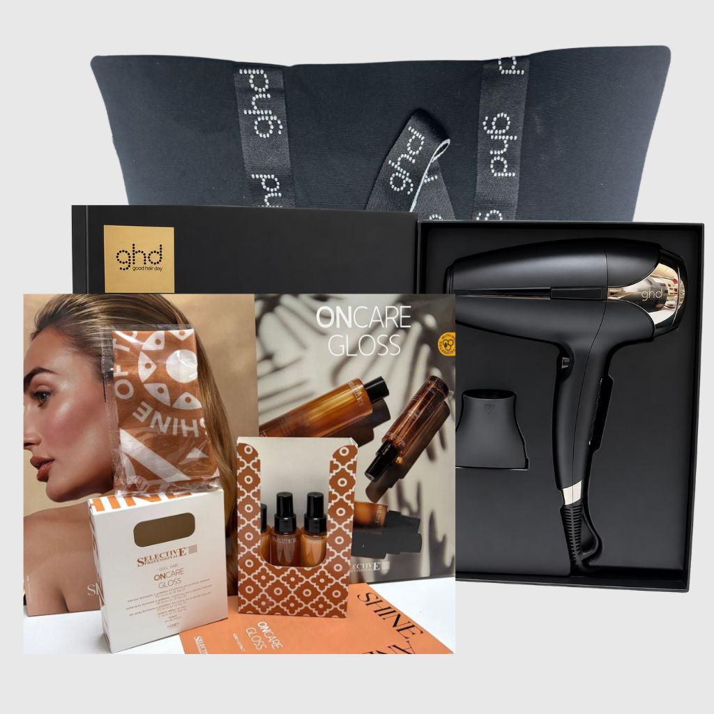 KIT MARE CON PHON GHD HELIOS 2200 WATT + KIT MARE SELECTIVE SHAMPOO LEAVE-IN SPRAY CORPO CAPELLI + LIP BALM IN OMAGGIO FOULARD + BORSA GHD KIT MARE CON PHON GHD HELIOS 2200 WATT + KIT MARE SELECTIVE SHAMPOO LEAVE-IN SPRAY CORPO CAPELLI + LIP BALM IN OMAGGIO FOULARD + BORSA GHD