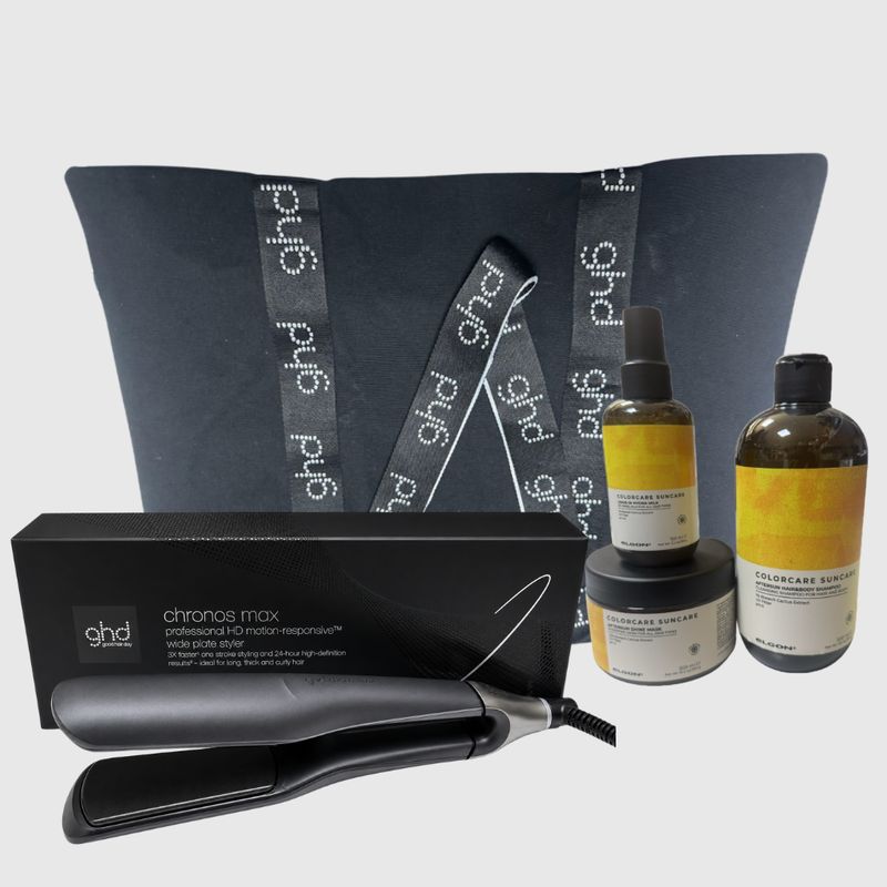 PIASTRA GHD CHRONOS MAX NERA + KIT MARE SHAMPOO COLORCARE SUNCARE ELGON 500 ML MASCHERA 300 ML E HYDRA SPRAY 150 ML IN OMAGGIO BORSA GHD PIASTRA GHD CHRONOS MAX NERA + KIT MARE SHAMPOO COLORCARE SUNCARE ELGON 500 ML MASCHERA 300 ML E HYDRA SPRAY 150 ML IN OMAGGIO BORSA GHD