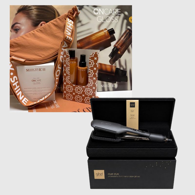 PIASTRA GHD DUET STYLE GIFT SET E SLEEK TALKER + KIT MARE SELECTIVE SHAMPOO 275 LEAVE-IN 150 ML E SPRAY 100 ML IN OMAGGIO BORSELLO SELECTIVE PIASTRA GHD DUET STYLE GIFT SET E SLEEK TALKER + KIT MARE SELECTIVE SHAMPOO 275 LEAVE-IN 150 ML E SPRAY 100 ML IN OMAGGIO BORSELLO SELECTIVE