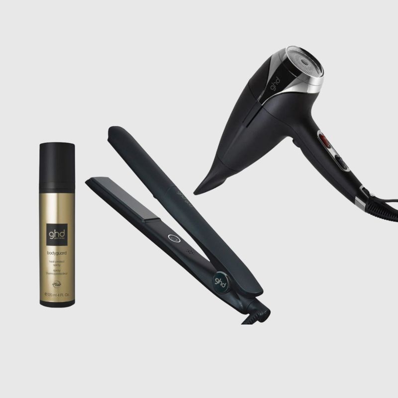 PIASTRA GHD GOLD + TERMOPROTETTORE + PHON GHD HELIOS NERO PIASTRA GHD GOLD + TERMOPROTETTORE + PHON GHD HELIOS NERO