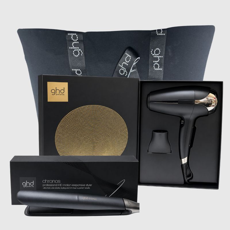 KIT GHD CON PIASTRA GHD CHRONOS NERA PIU' PHON GHD HELIOS NERO 2200 WATT IN REGALO BORSA GHD KIT GHD CON PIASTRA GHD CHRONOS NERA PIU' PHON GHD HELIOS NERO 2200 WATT IN REGALO BORSA GHD