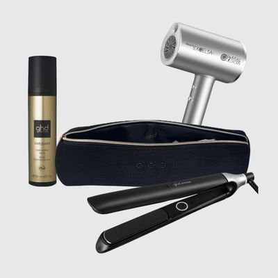 PIASTRA GHD CHRONOS NERA PIU' PHON RETRO' EXCELSA CRYSTAL COLLAGENE1800 WATT IN OMAGGIO TERMOPROTETTORE GHD PIU' POCHETTE GHD
