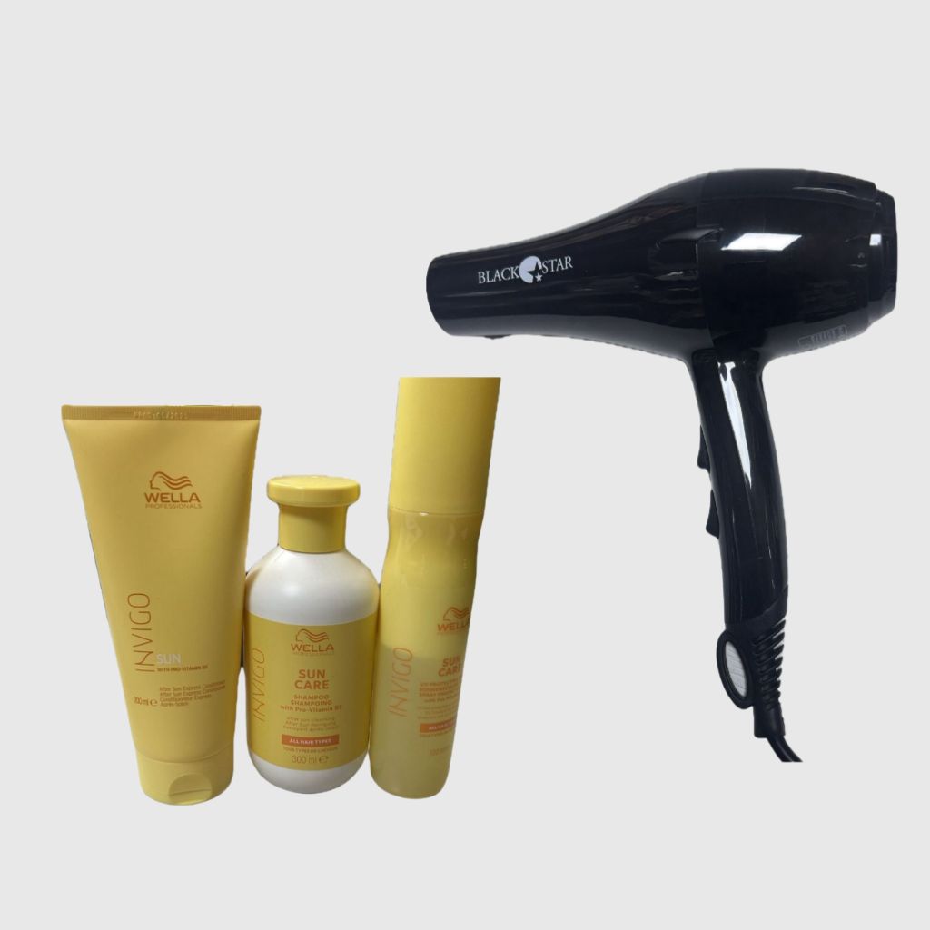 PHON BLACK STAR TURBO PIUMA 3.0 1700 WATT BLACK PIU' KIT MARE WELLA SHAMPOO CONDITIONER E SPRAY CORPO CAPELLI