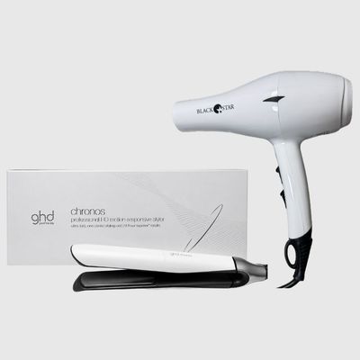 PIASTRA GHD CHRONOS BIANCA + PHON BLACK STAR TURBO PIUMA BIANCO