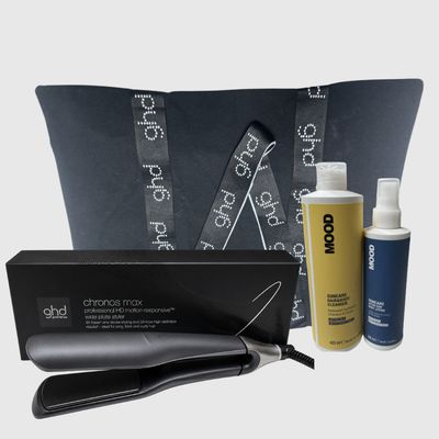 PIASTRA GHD CHRONOS MAX NERA PIU' KIT MARE MOOD SHAMPOO E DOPOSOLE IN OMAGGIO BORSA GHD PIASTRA GHD CHRONOS MAX NERA PIU' KIT MARE MOOD SHAMPOO E DOPOSOLE IN OMAGGIO BORSA GHD
