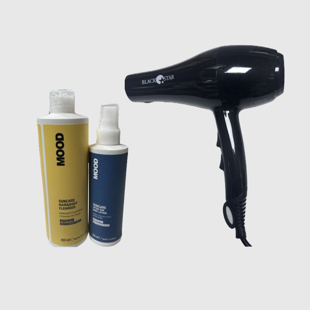 PHON BLACK STAR TURBO PIUMA 1700 WATT  +  KIT MARE MOOD SHAMPOO E SPRAY DOPOSOLE