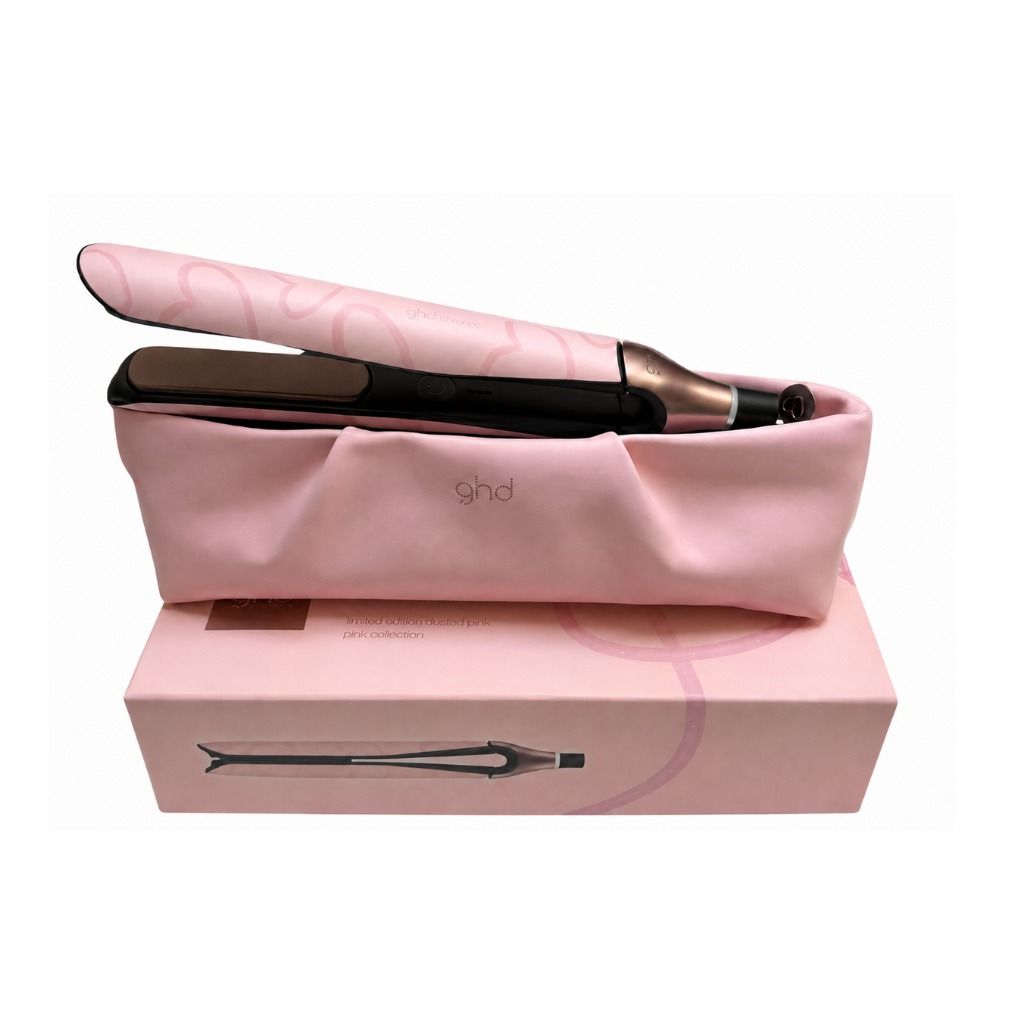 KIT GHD CON PIASTRA GHD CHRONOS DUSTED PINK + PHON GHD HELIOS DUSTED PINK IN OMAGGIO LACCA GHD PERFECT ENDING 400 ML E BORSA IN TELA GHD