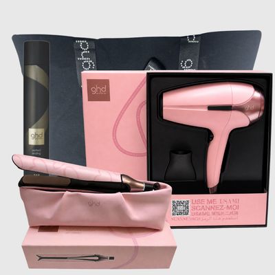 KIT GHD CON PIASTRA GHD CHRONOS DUSTED PINK + PHON GHD HELIOS DUSTED PINK IN OMAGGIO LACCA GHD PERFECT ENDING 400 ML E BORSA IN TELA GHD KIT GHD CON PIASTRA GHD CHRONOS DUSTED PINK + PHON GHD HELIOS DUSTED PINK IN OMAGGIO LACCA GHD PERFECT ENDING 400 ML E BORSA IN TELA GHD