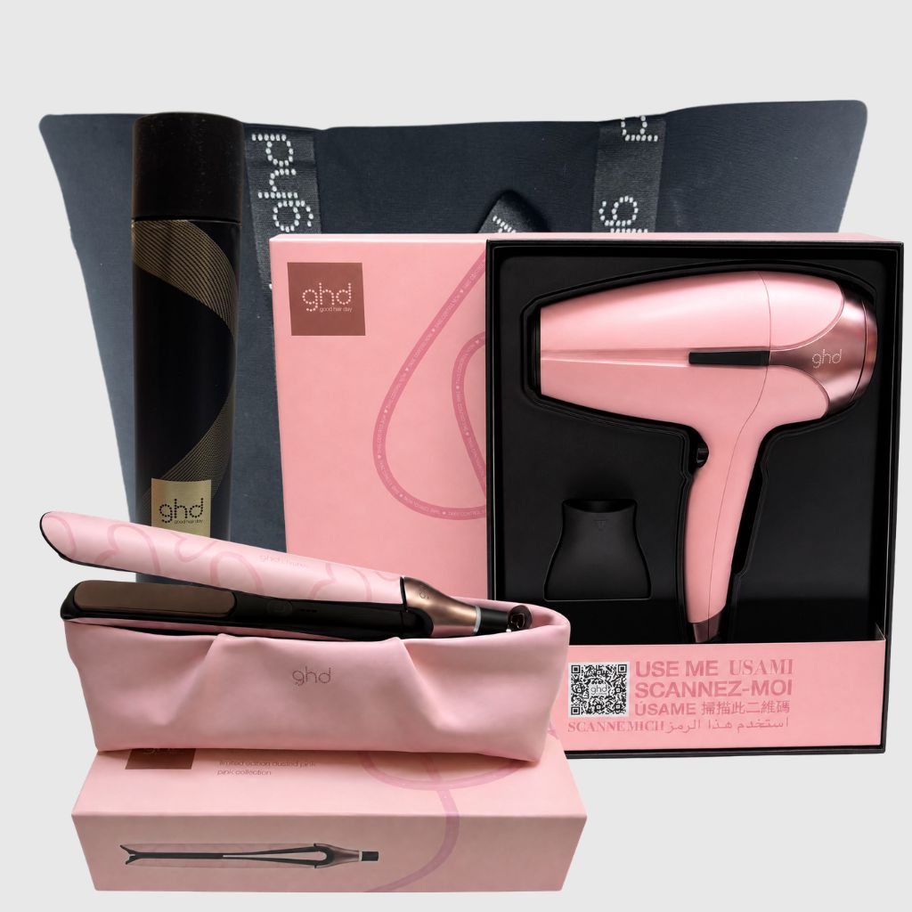 KIT GHD CON PIASTRA GHD CHRONOS DUSTED PINK + PHON GHD HELIOS DUSTED PINK IN OMAGGIO LACCA GHD PERFECT ENDING 400 ML E BORSA IN TELA GHD KIT GHD CON PIASTRA GHD CHRONOS DUSTED PINK + PHON GHD HELIOS DUSTED PINK IN OMAGGIO LACCA GHD PERFECT ENDING 400 ML E BORSA IN TELA GHD