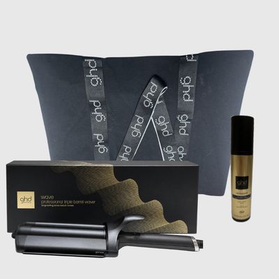 KIT GHD WAVE TRIPLE BARREL + TERMOPROTETTORE GHD + BORSA IN TELA GHD KIT GHD WAVE TRIPLE BARREL + TERMOPROTETTORE GHD + BORSA IN TELA GHD