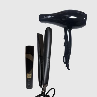 KIT CON PIASTRA GHD PLATINUM + PHON BLACK STAR  TURBO PIUMA 1700 WATT  + OMAGGIO LACCA GHD PERFECT ENDING