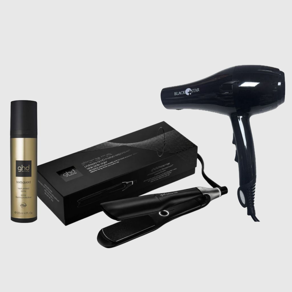 KIT CON PIASTRA GHD CHRONOS MAX+ IN OMAGGIO PHON BLACK STAR TURBO PIUMA 1700 WATT + TERMOPROTETTORE GHD 250 ML KIT CON PIASTRA GHD CHRONOS MAX+ IN OMAGGIO PHON BLACK STAR TURBO PIUMA 1700 WATT + TERMOPROTETTORE GHD 250 ML