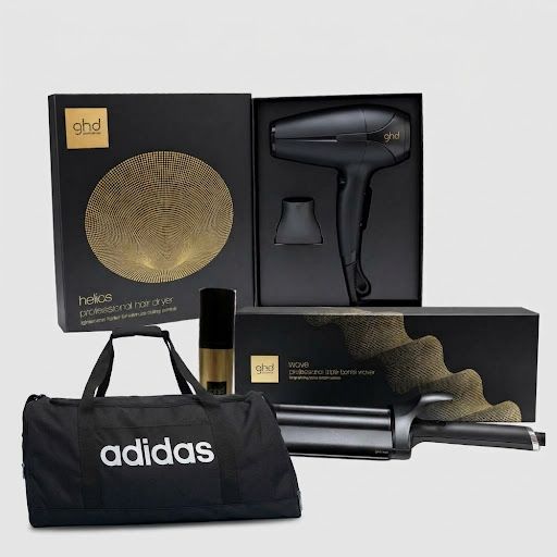 PHON GHD HELIOS NERO 2200 WATT + GHD WAVE TRIPLE BARREL + TERMOPROTETTORE GHD 250 ML + BORSA ADIDAS PHON GHD HELIOS NERO 2200 WATT + GHD WAVE TRIPLE BARREL + TERMOPROTETTORE GHD 250 ML + BORSA ADIDAS