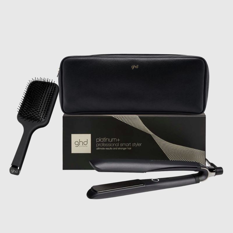 KIT GHD CON PIASTRA GHD PLATINUM+ POCHETTE GHD TERMORESISITENTE E SPAZZOLA GHD PADDLE BRUSH KIT GHD CON PIASTRA GHD PLATINUM+ POCHETTE GHD TERMORESISITENTE E SPAZZOLA GHD PADDLE BRUSH