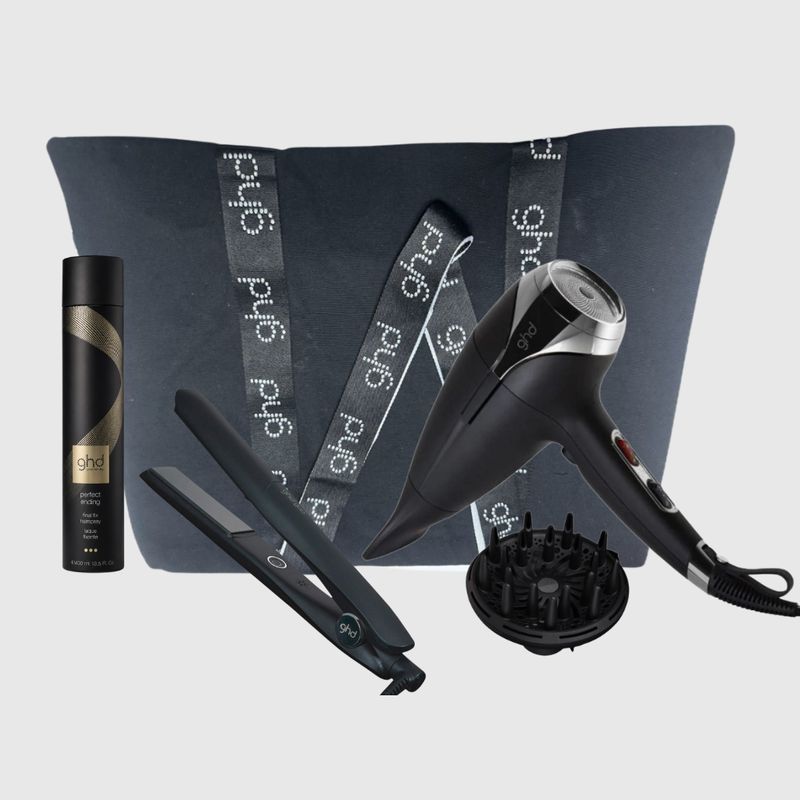 PHON GHD HELIOS BLACK + DIFFUSORE GHD HELIOS +PIASTRA GHD GOLD + LACCA GHD + BORSA GHD