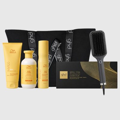 SPAZZOLA GHD GLIDE MAX + KIT MARE WELLA SHAMPOO 300 ML CONDITIONER 200 ML E SPRAY MARE 150 ML IN REGALO BORSA GHD
