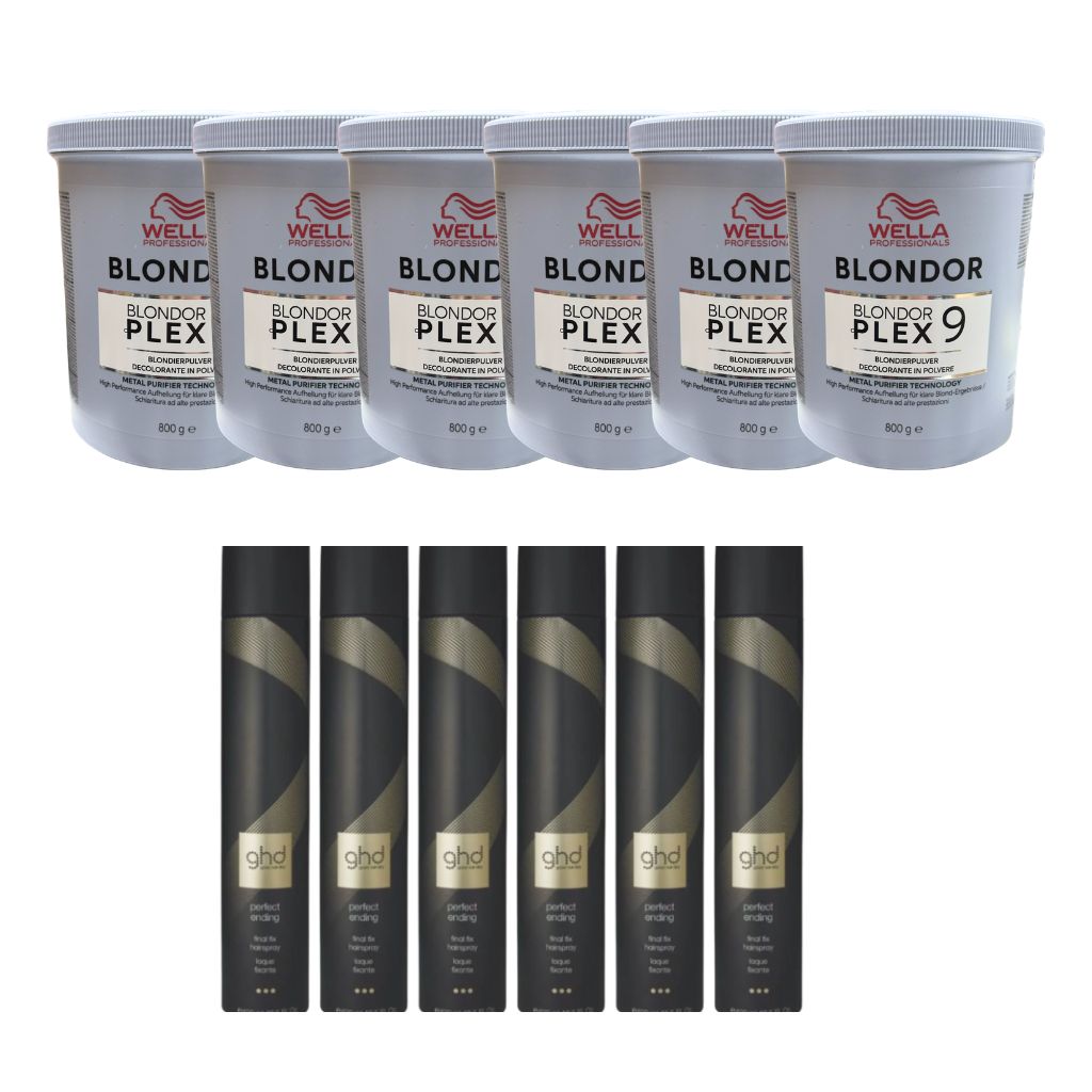 NEW BLONDORPLEX WELLA X 6 PZ + LACCA GHD PERFECT ENDING 400 ML X 6 PZ