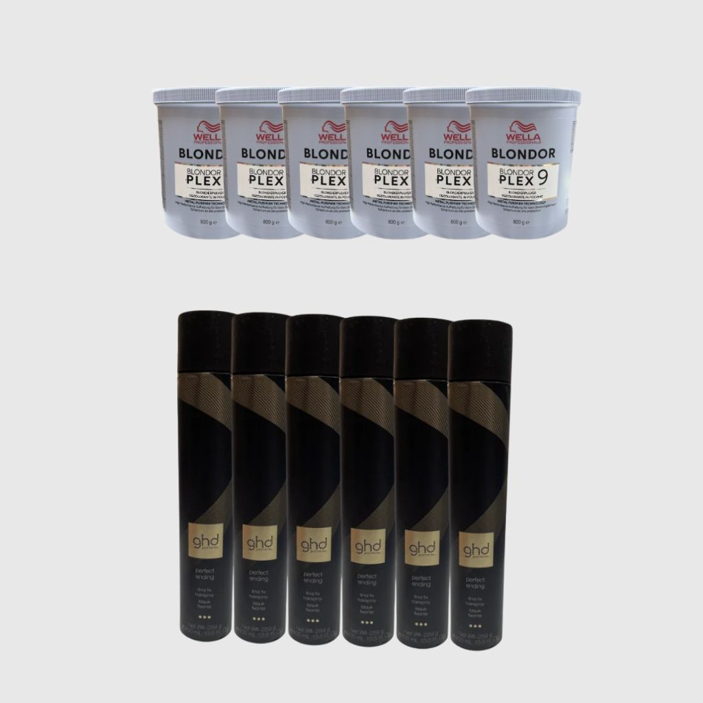 NEW BLONDORPLEX WELLA X 6 PZ + LACCA GHD PERFECT ENDING 400 ML X 6 PZ