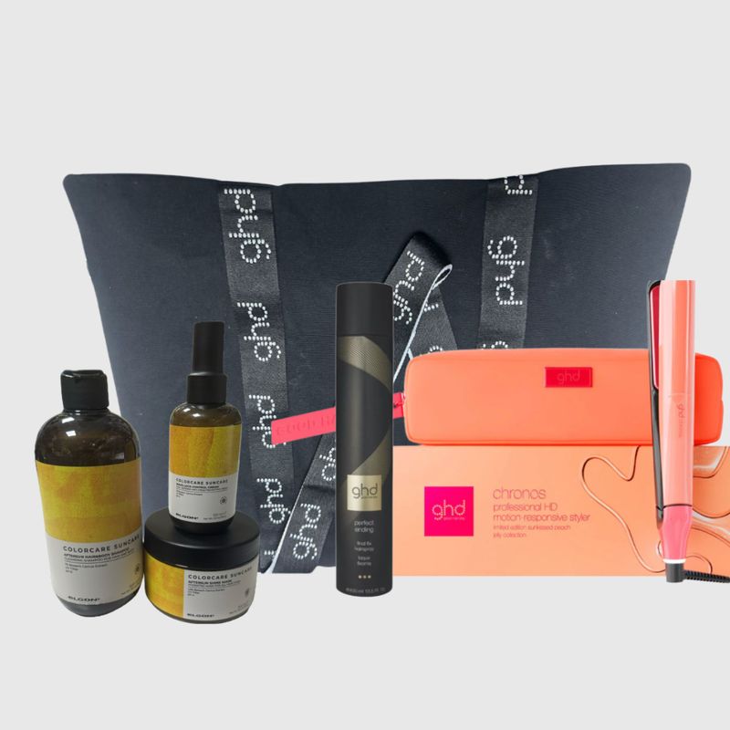 PIASTRA GHD CHRONOS SUN KISSED PEACH CON POCHETTE + KIT MARE ELGON SHAMPOO MASK E WAVE LOCK + LACCA GHD E BORSA GHD PIASTRA GHD CHRONOS SUN KISSED PEACH CON POCHETTE + KIT MARE ELGON SHAMPOO MASK E WAVE LOCK + LACCA GHD E BORSA GHD