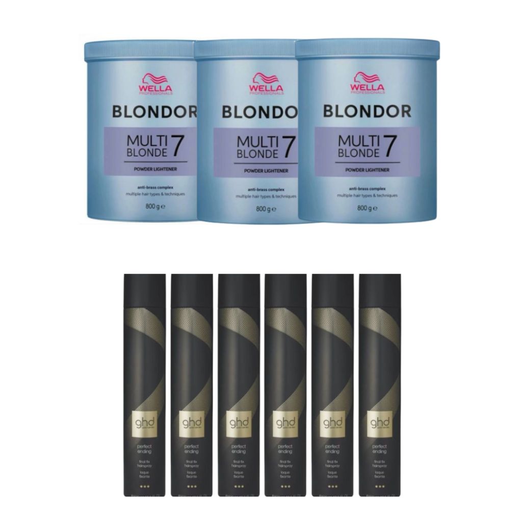 DECOLORANTE WELLA 800 GR BLONDORX3 PZ + LACCA GHD SPRAY PERFECT ENDING X 6 PZ