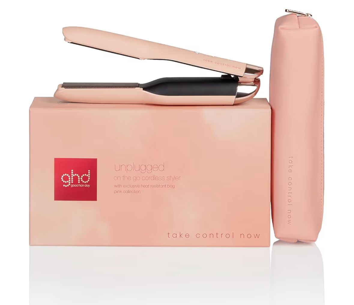PIASTRA GHD UNPLUGGED ROSA LIMITED EDITION CON SPAZZOLA E POCHETTE
