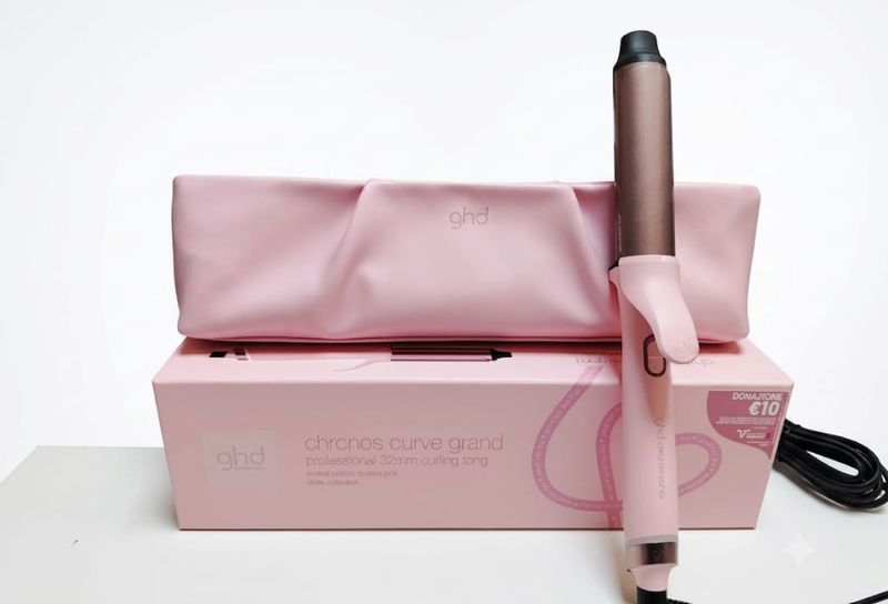 FERRO GHD CHRONOS CURVE GRAND 32 MM DUSTED PINK CON POCHETTE E GUANTO TERMICO FERRO GHD CHRONOS CURVE GRAND 32 MM DUSTED PINK CON POCHETTE E GUANTO TERMICO