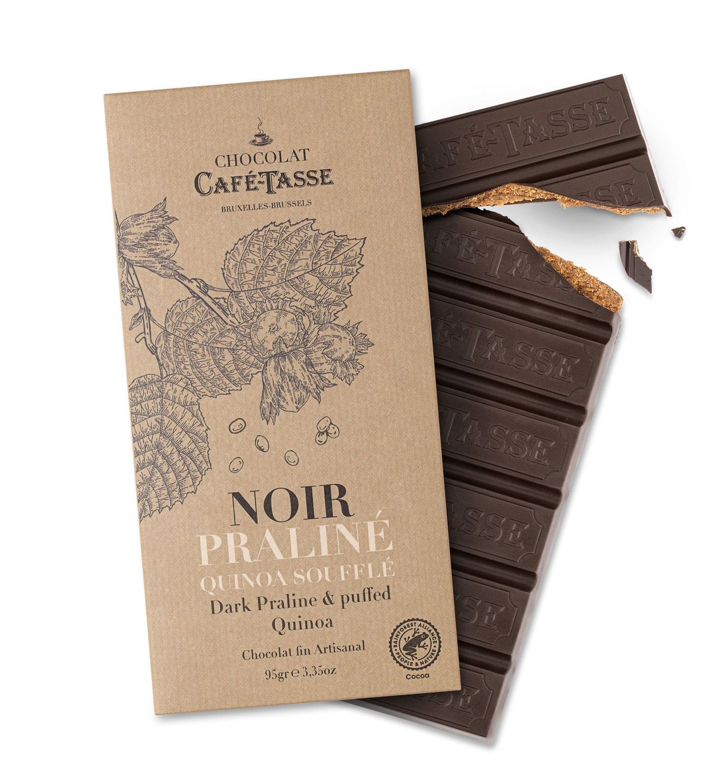 Café Tasse - Tablette noir insert Praliné Noisette & quinoa