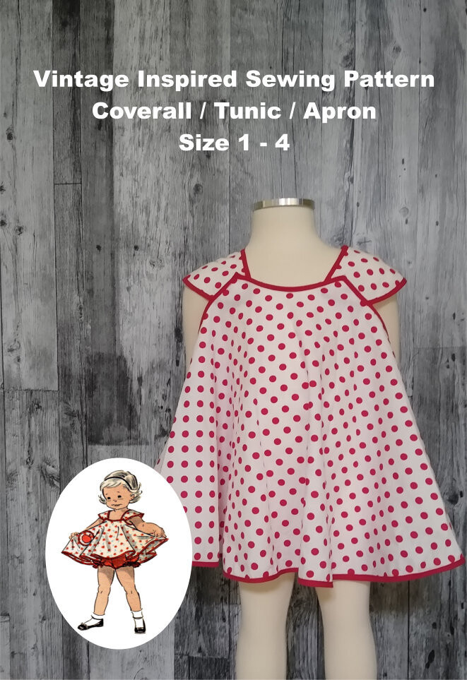 Vintage Inspired. Toddler Circle Dress / Coverall / Tunic Pattern Size 1 To 4 Years.