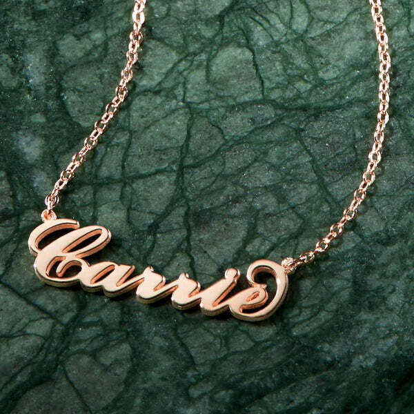 Colar com Nome de Estilo &quot;Carrie&quot; Prata Banhado a Ouro Rosa