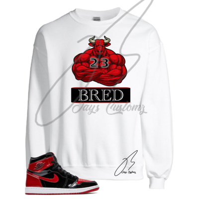 Bred Bull Sweatshirt To Match Jordan Retro 1 Patent Leather